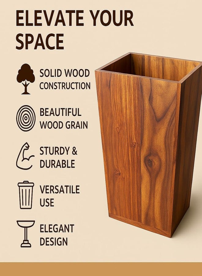 WOODKIT Handcrafted Sheesham Wood Dustbin - Eco-Friendly Wooden Trash Bin for Home, Office, or Bathroom - Stylish and Durable Waste Basket - Rustic Home Decor & Functional Storage Solution - Image 5